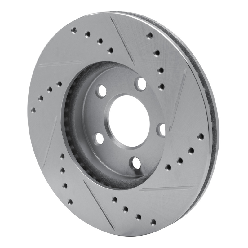 Chrysler Neon Brake Rotor (1) - Front Left - R1 Concepts - Drilled & Slotted - Silver - `00-`05